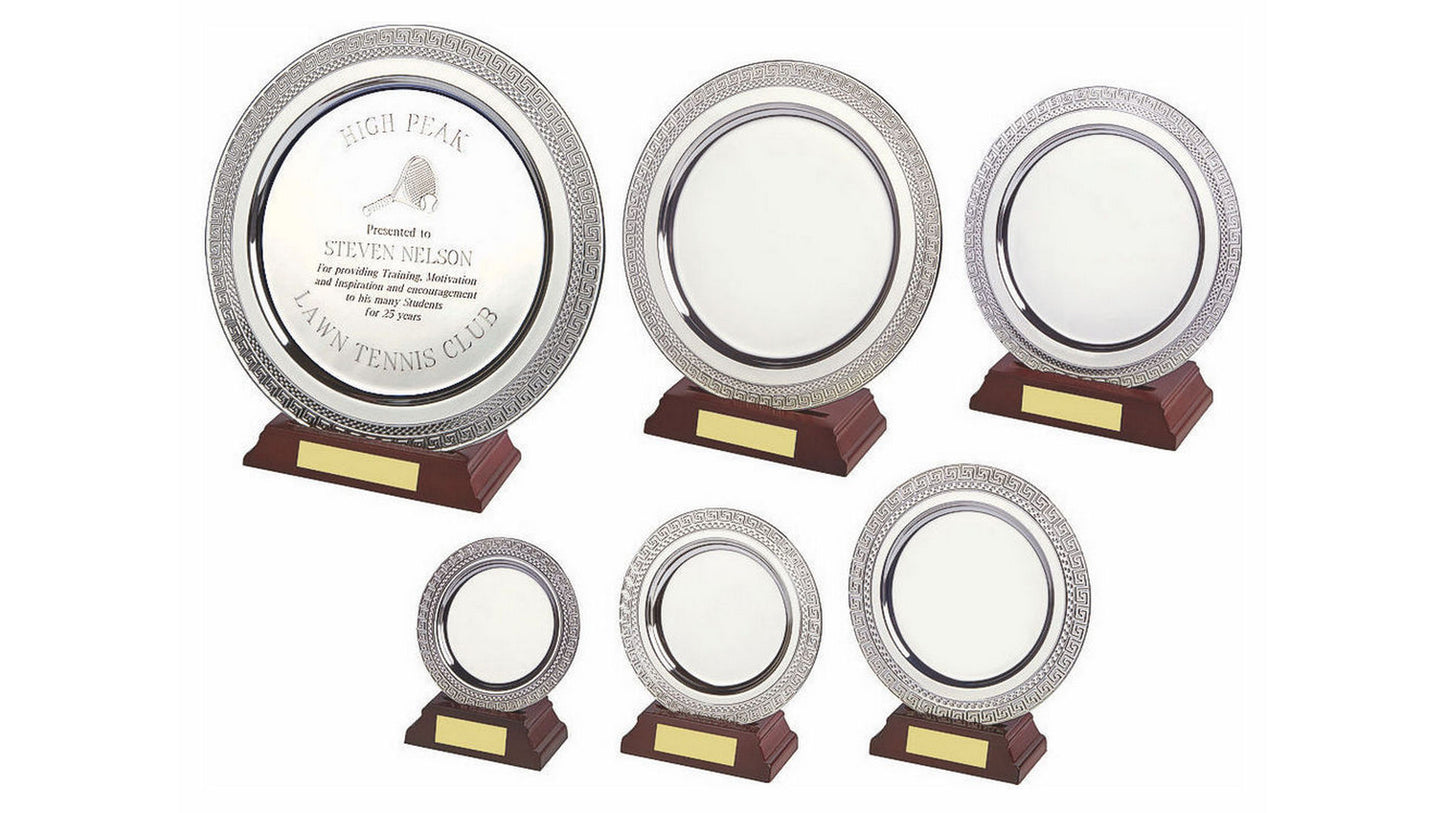 Silver Plated Salver on Wood Stand