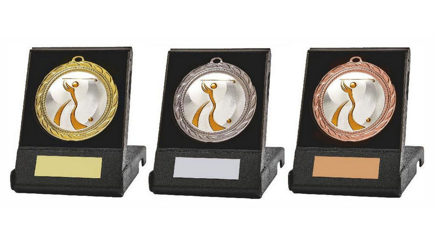 70mm Golf Medal in Case (Gold)