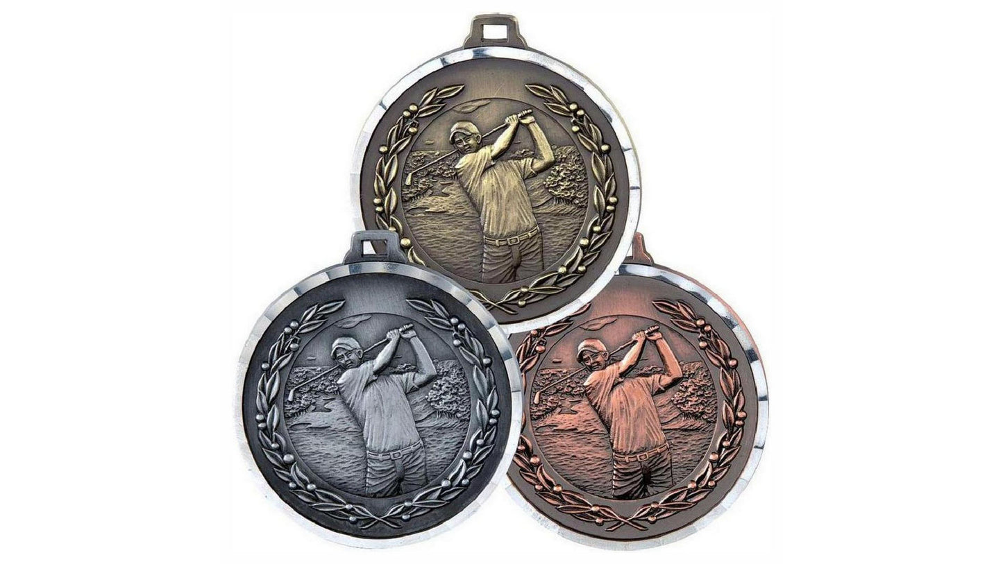 50mm Diamond Edged Male Golf Medal
