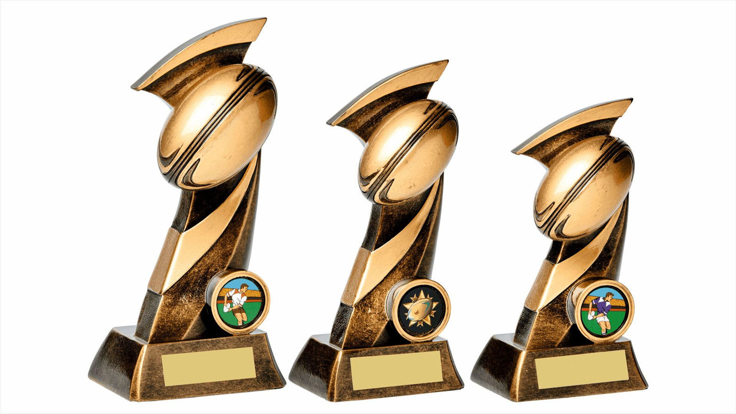 Antique Gold "Scimitar" Rugby Ball Resin