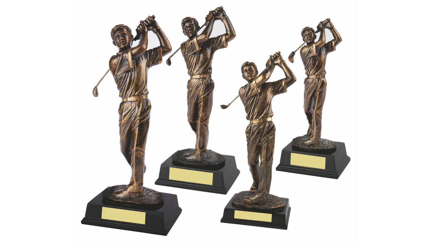 Antique Gold Resin Male Golfer