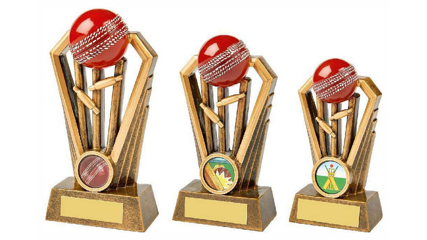 Resin Cricket Wicket Award with Red Ball