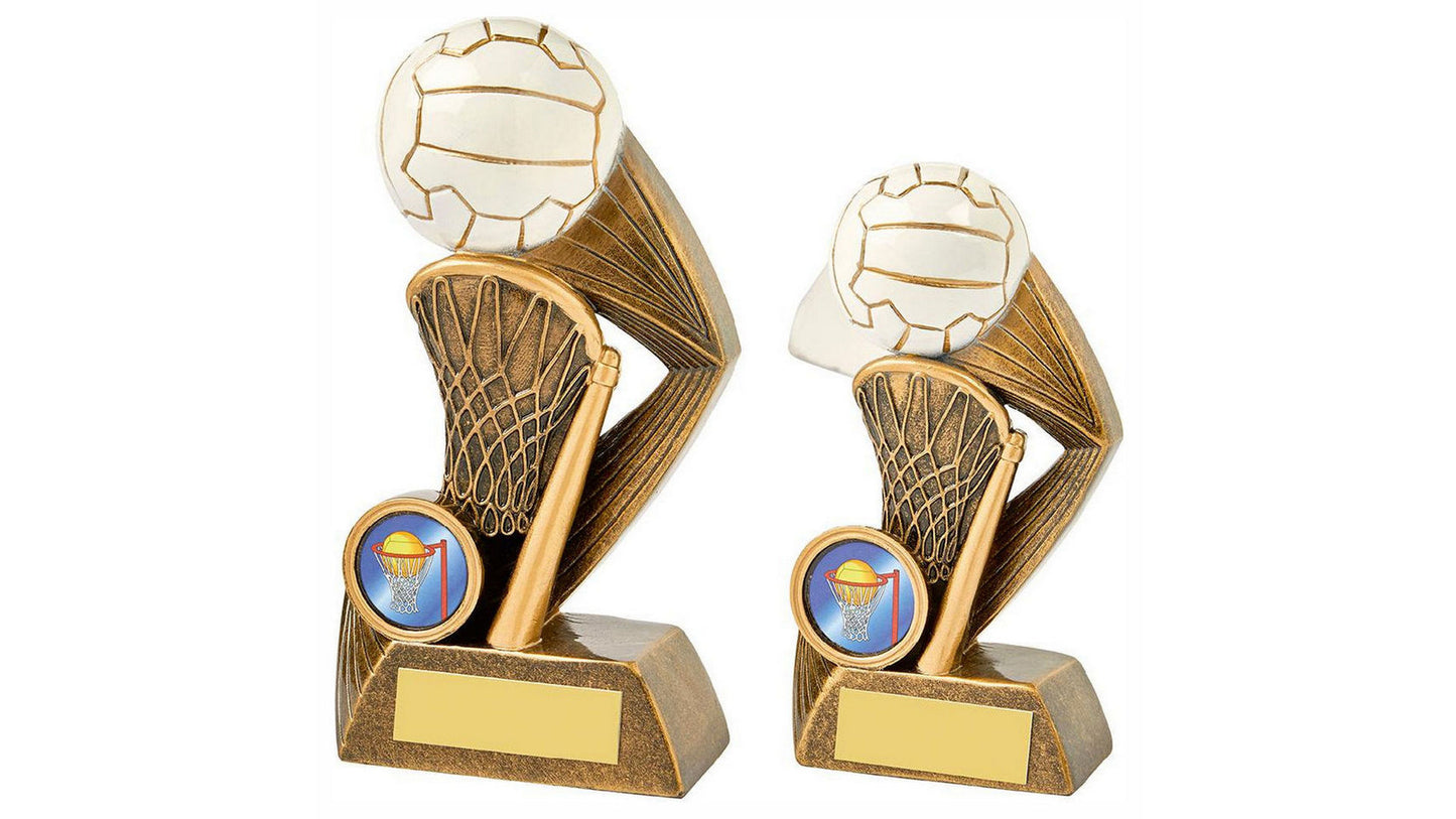 Antique Gold/White Netball Action Resin