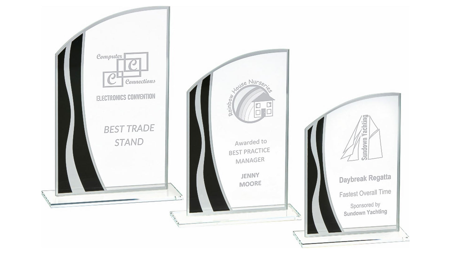 Clear Black/Silver Stripes Glass Awards