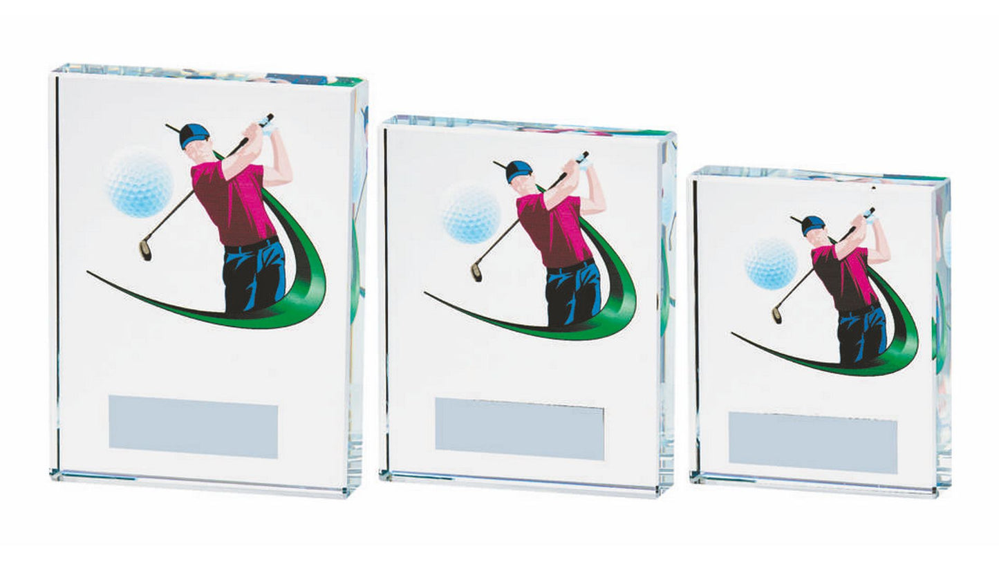 Clear/Colour Glass Golf Award - Male