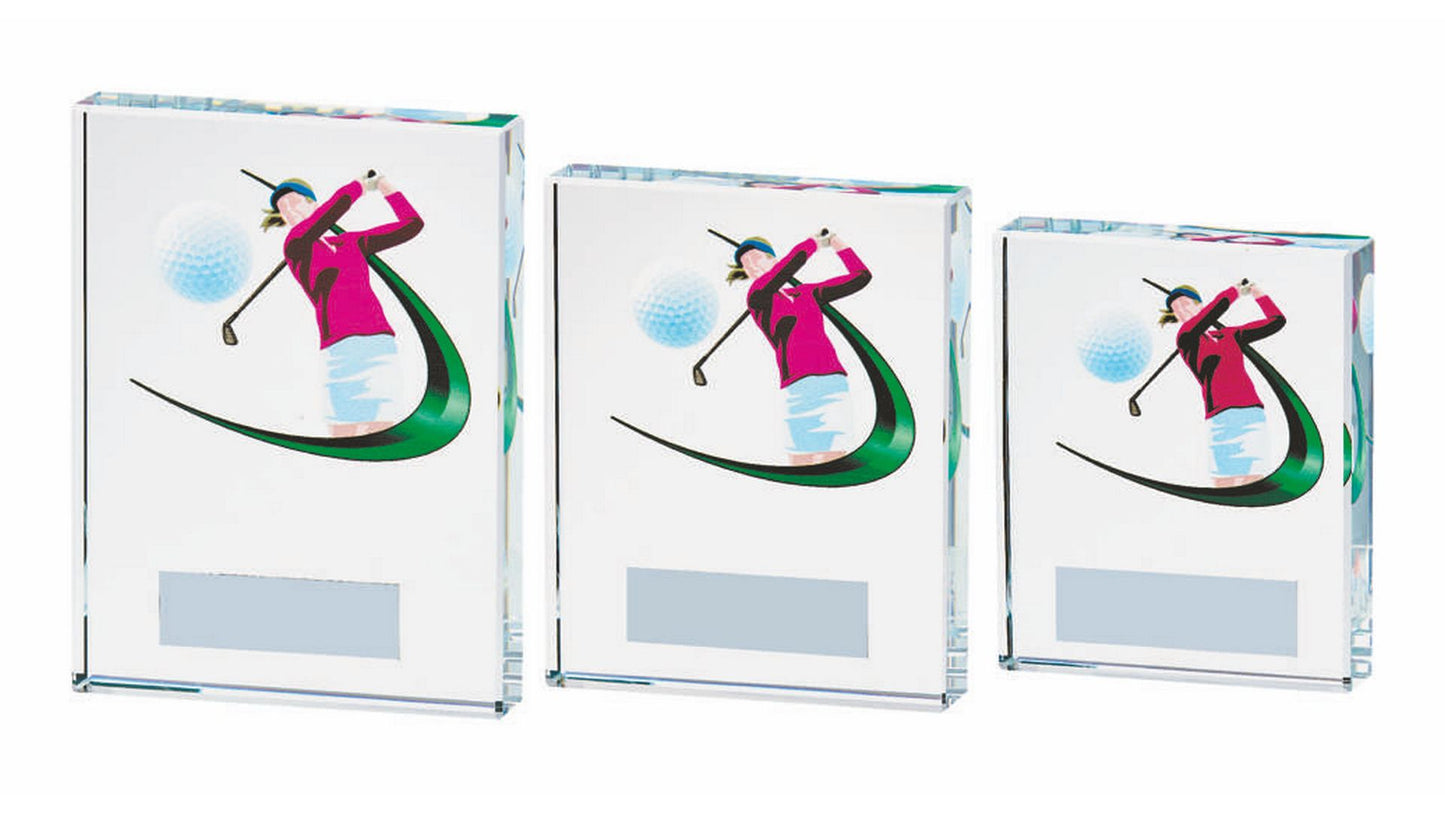 Clear/Colour Glass Golf Award - Female
