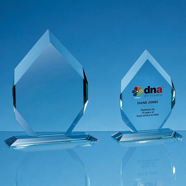 24cm x 17.5cm x 15mm Jade Glass Majestic Diamond Award