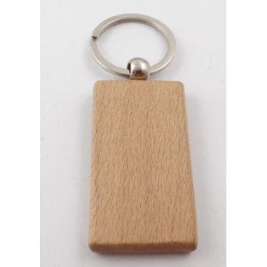 Natural Wooden Engravable Keyring - Rectangle