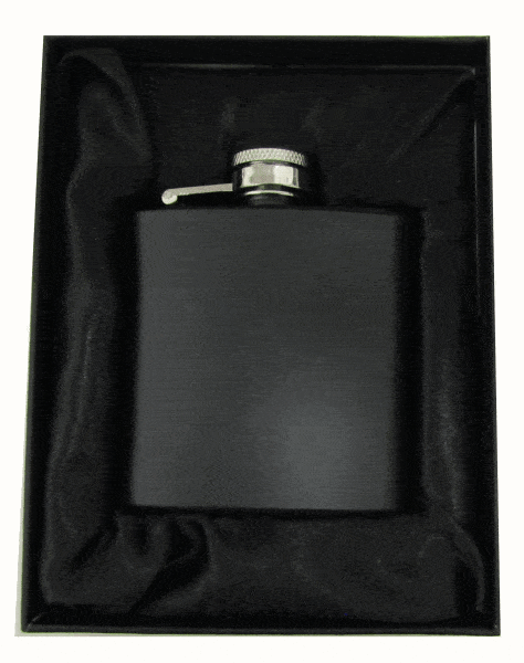3oz Matt Black Hip Flask Gift Boxed