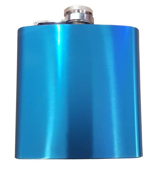 6oz Light Blue Brushed Hip Flask (Text Engraving Included)