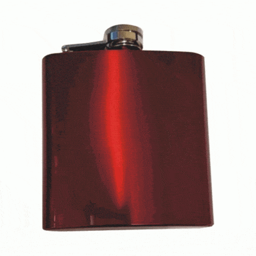 6oz Metallic Red Brushed Hip Flask (Text Engraving Included)