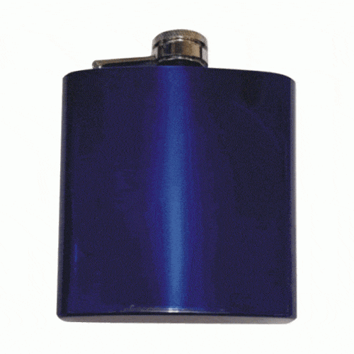 6oz Shiny Blue Hip Flask (Text Engraving Included)