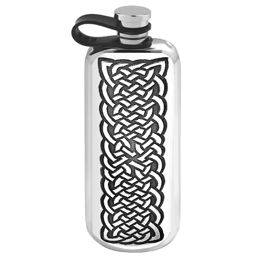 CCEL175  3oz Top Pocket Ealde Pewter Hip Flask with Intricate Celtic Knot Design