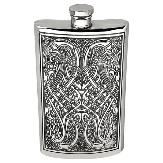 CEL153  8oz Pewter Hip Flask with Celtic Knot Design