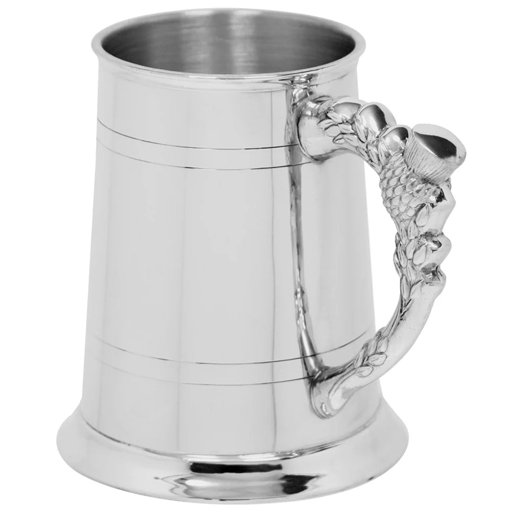 EP014  1 Pint* Pewter Beer Mug Tankard With Scottish Thistle Handle