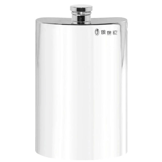 FL257  8oz Plain Tall Pewter Hip Flask