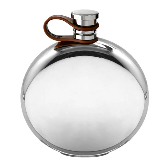 LFL241  4oz Plain Round Hip Flask Pewter