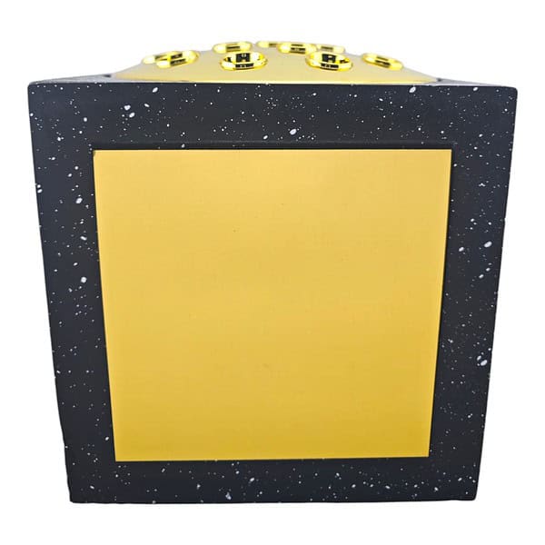 Black Resin Stone Effect Rose Bowl With Gold Engravable Plate (Includes Engraving)