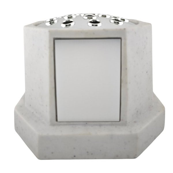 White Resin Stone Effect Octagon Rose Bowl With Silver Engravable Plate