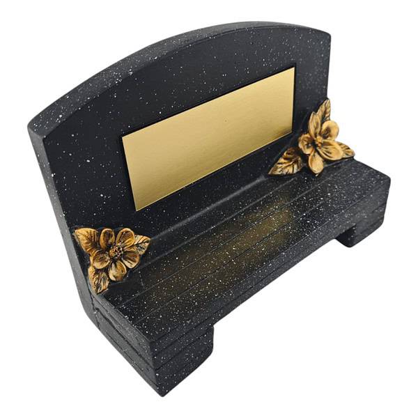 Black Resin Memorial Bench with Gold Engravable Plate includes Engraving