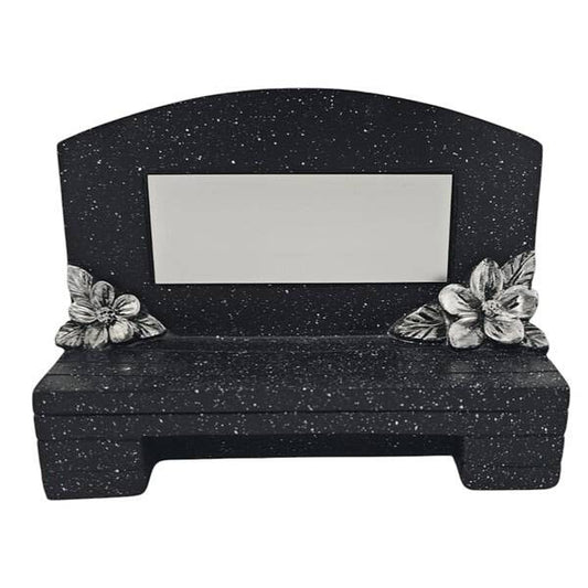 Black Resin Memorial Bench with Silver Engravable Plate Includes Engraving