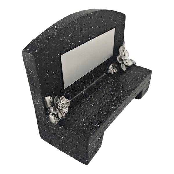 Black Resin Memorial Bench with Silver Engravable Plate Includes Engraving