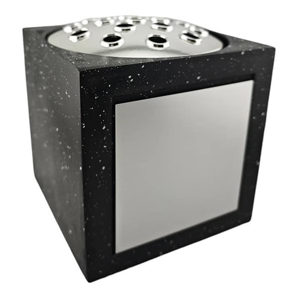 Black Resin Stone Effect Rose Bowl With Silver Engravable Plate (Includes Engraving)