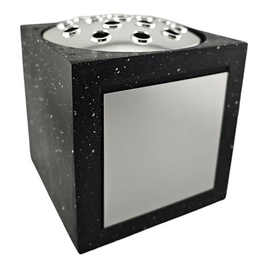 Black Resin Stone Effect Rose Bowl With Silver Engravable Plate (Includes Engraving)