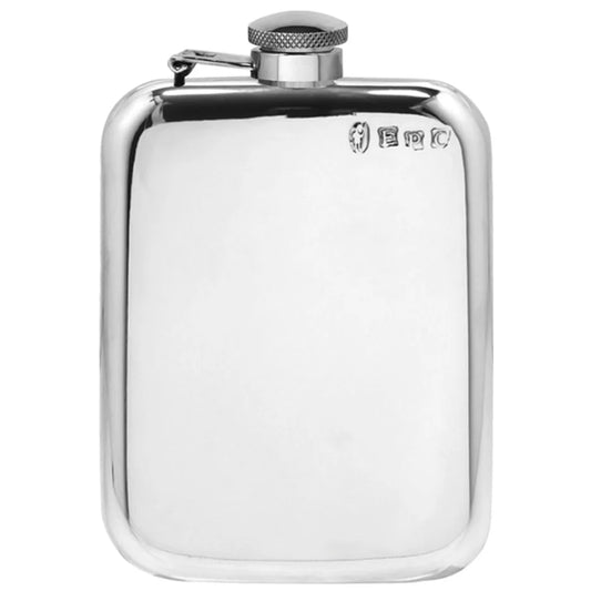 6oz Plain Pewter Hip Flask with Hinged Captive Top SF435CT