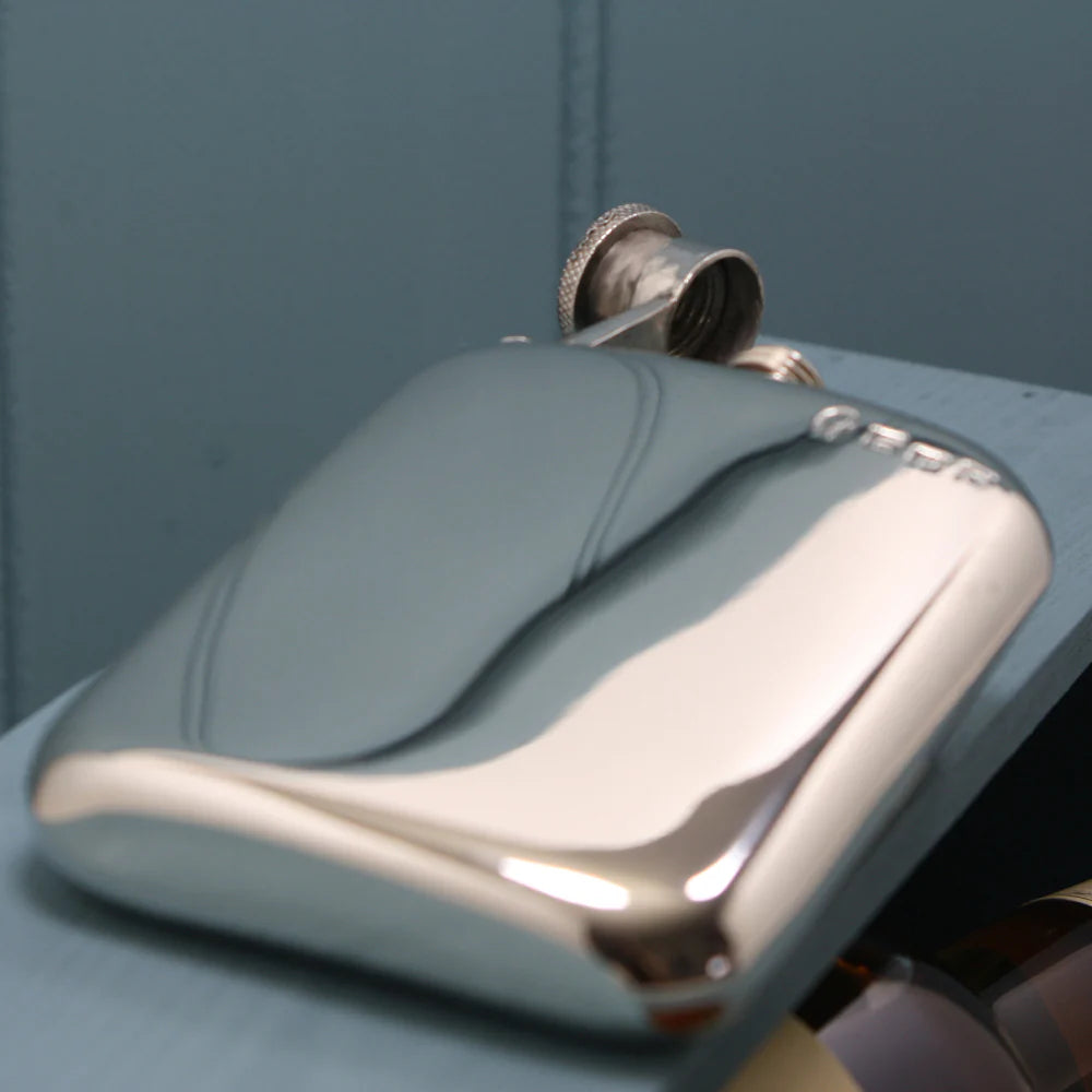 6oz Plain Pewter Hip Flask with Hinged Captive Top SF435CT