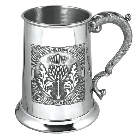 SG500  1 Pint* Pewter Beer Mug Tankard with Scottish Tae A Thistle Design