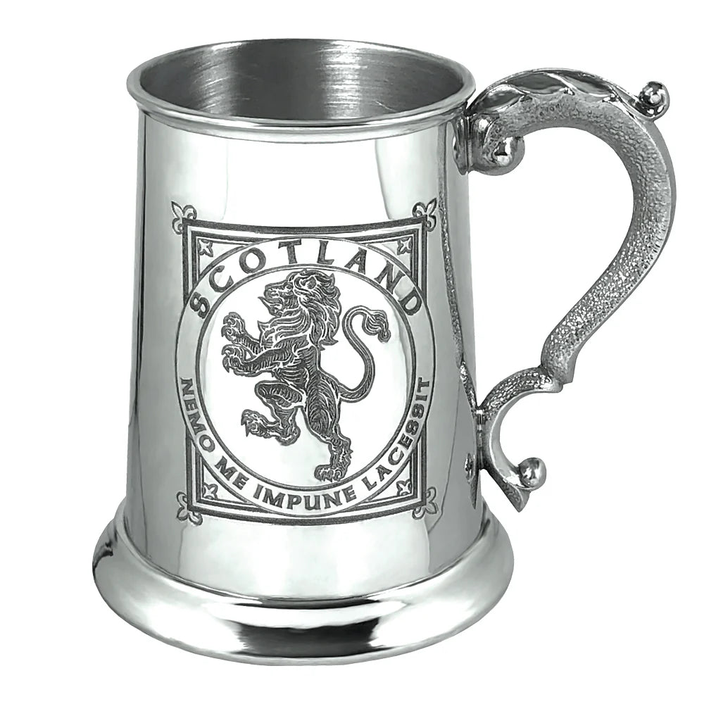 SG505  1 Pint* Pewter Beer Mug Tankard with Scottish Rampant Lion Design