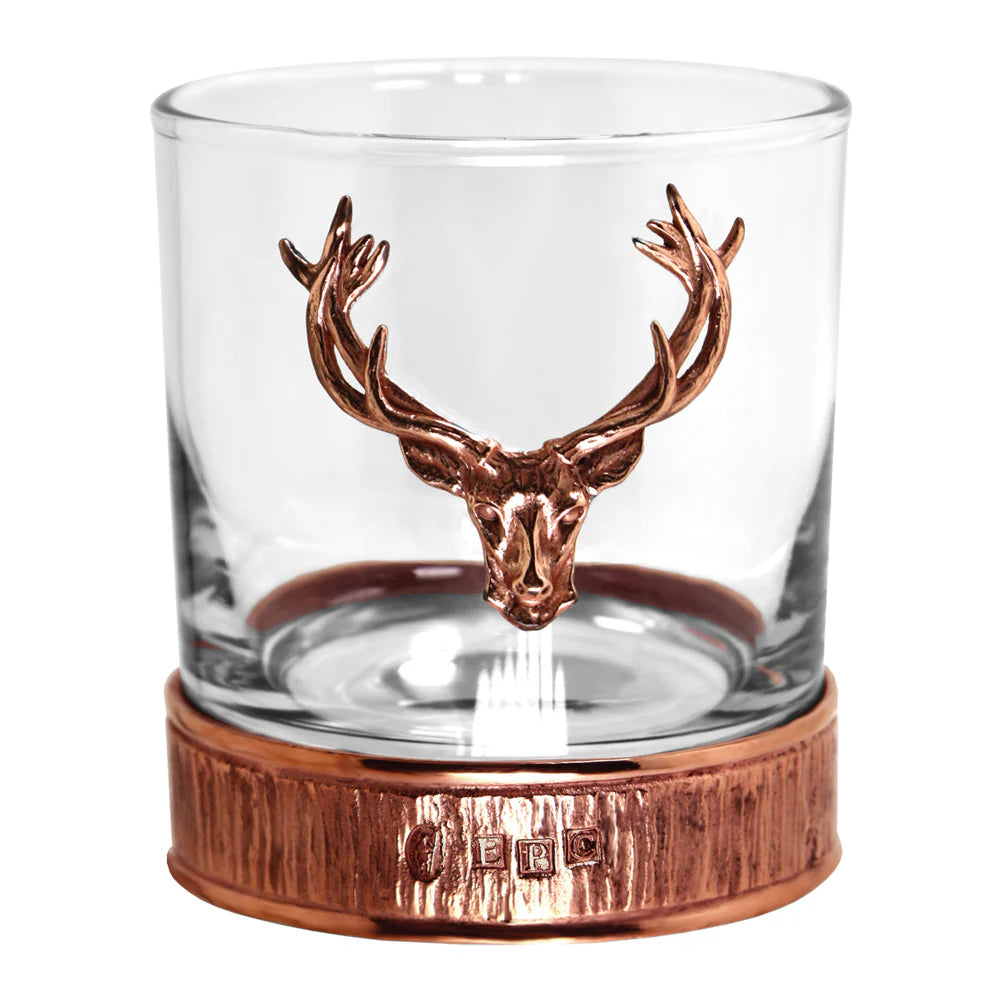 GSET26  Majestic 570ml Whisky, Wine & Spirits Copper Stag Crystal Decanter Gift Set Includes 4x 11oz Stag Copper Tumblers