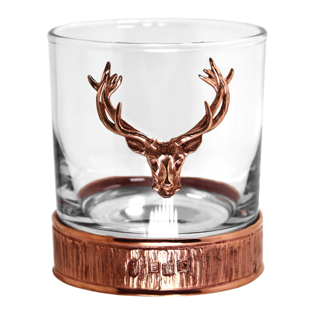 GSET13  Majestic 570ml Whisky, Wine & Spirits Copper Stag Crystal Decanter Gift Set Includes 2x 11oz Stag Copper Tumblers - GSET13