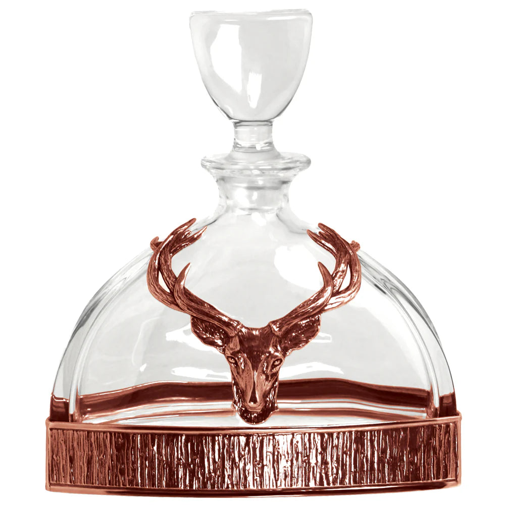 GSET13  Majestic 570ml Whisky, Wine & Spirits Copper Stag Crystal Decanter Gift Set Includes 2x 11oz Stag Copper Tumblers - GSET13