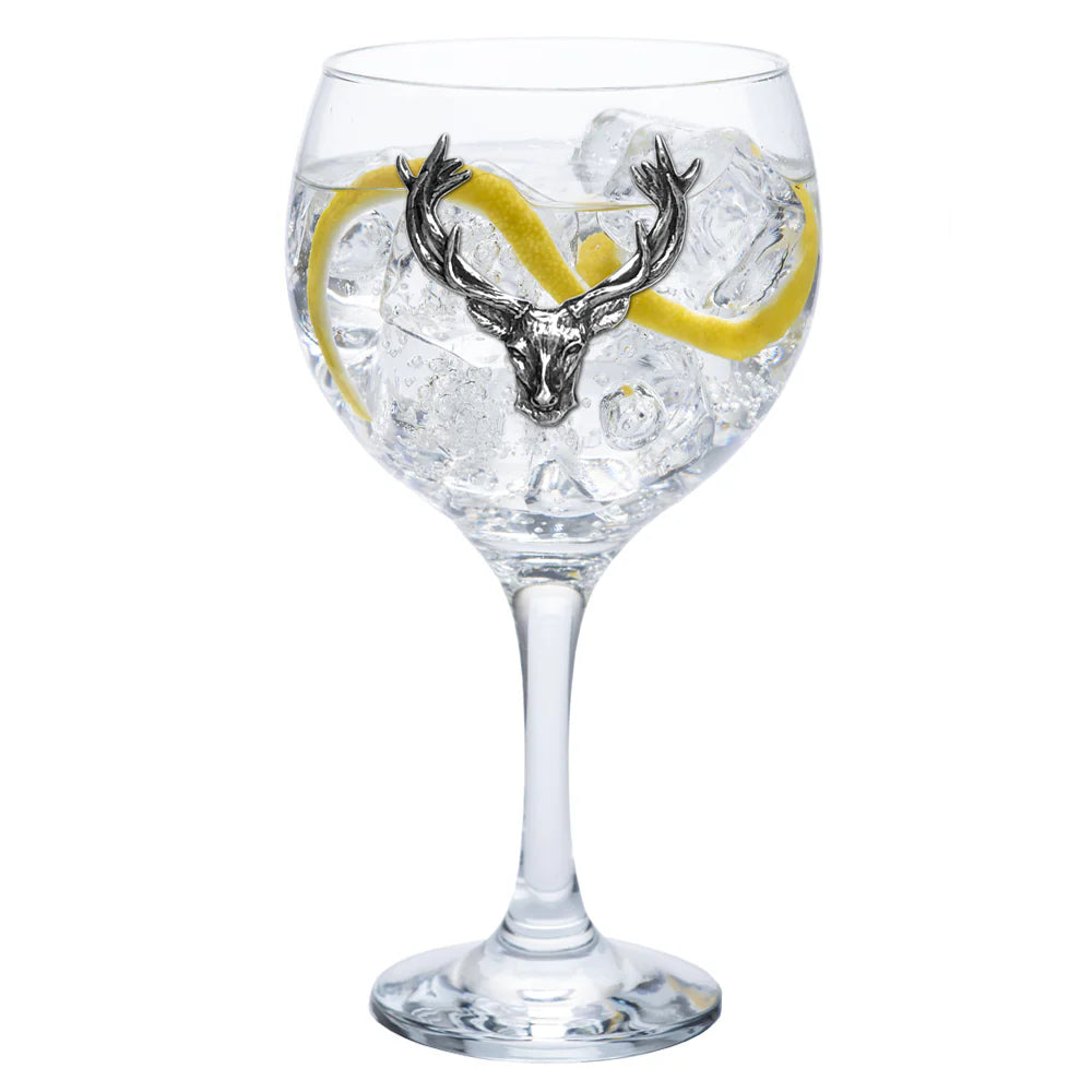 STAG206  620ml Pewter Stag Head Gin Glass