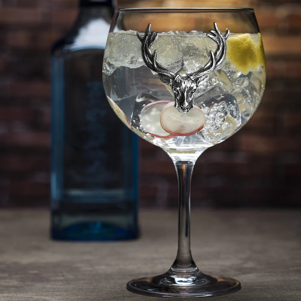 STAG206  620ml Pewter Stag Head Gin Glass