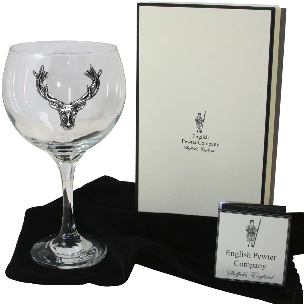 STAG206  620ml Pewter Stag Head Gin Glass