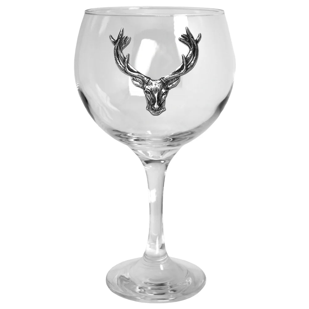 STAG206  620ml Pewter Stag Head Gin Glass