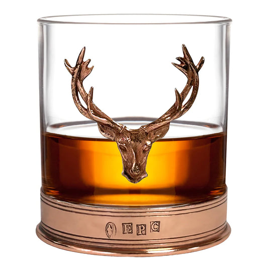 STAG250  11oz Copper Stag Head Pewter Whisky Glass Tumbler