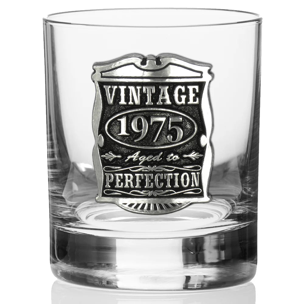 VIN003  50th Birthday or Anniversary Gift 1975 Vintage Years Pewter Whisky Glass Tumbler