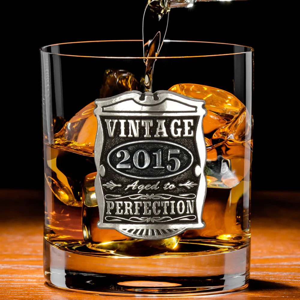 VIN007  10th Anniversary Gift 2015 Vintage Years Pewter Whisky Glass Tumbler