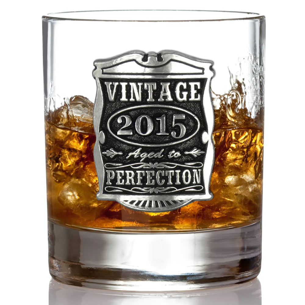 VIN007  10th Anniversary Gift 2015 Vintage Years Pewter Whisky Glass Tumbler