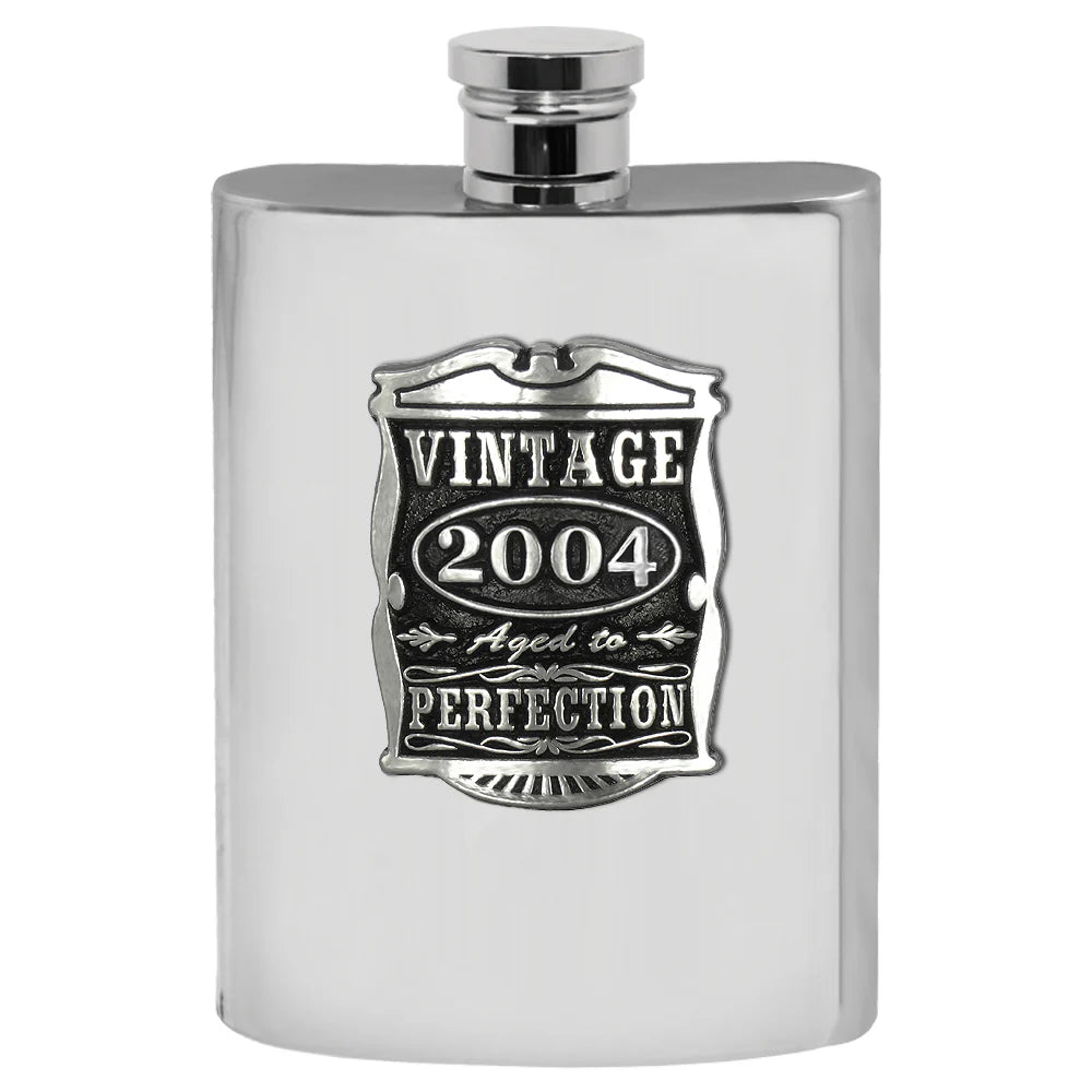 VIN020  21st Birthday Gift 2004 Vintage Years Pewter Hip Flask