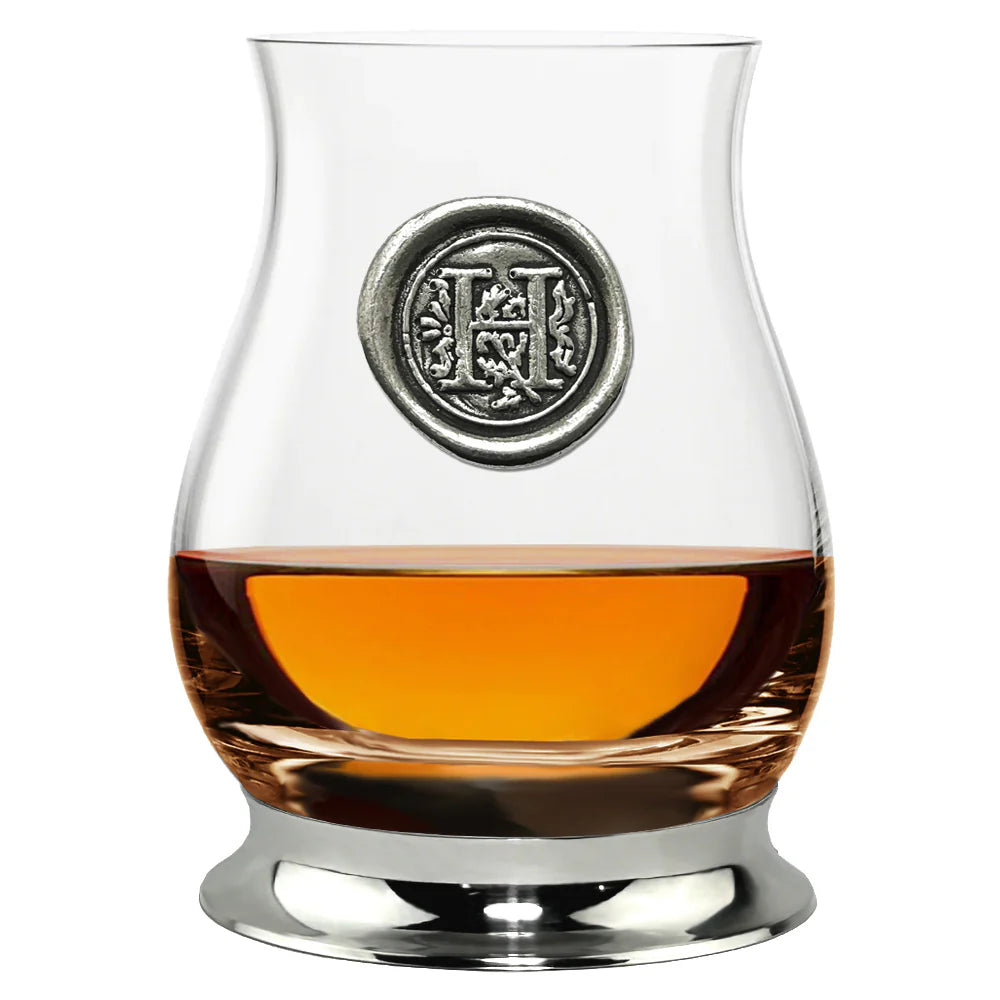 WGP101  The Glencairn Whisky Mixer Glass with Pewter Monogram Initial 350ml