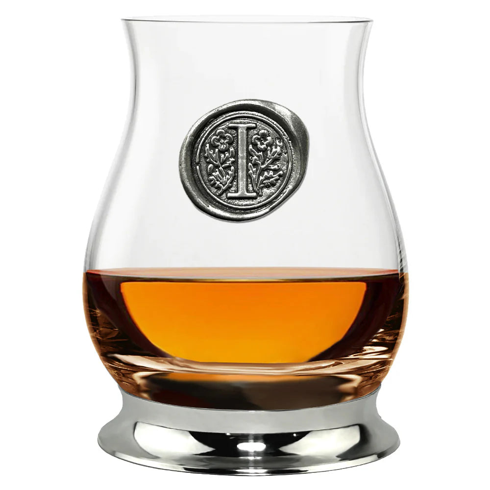 WGP101  The Glencairn Whisky Mixer Glass with Pewter Monogram Initial 350ml