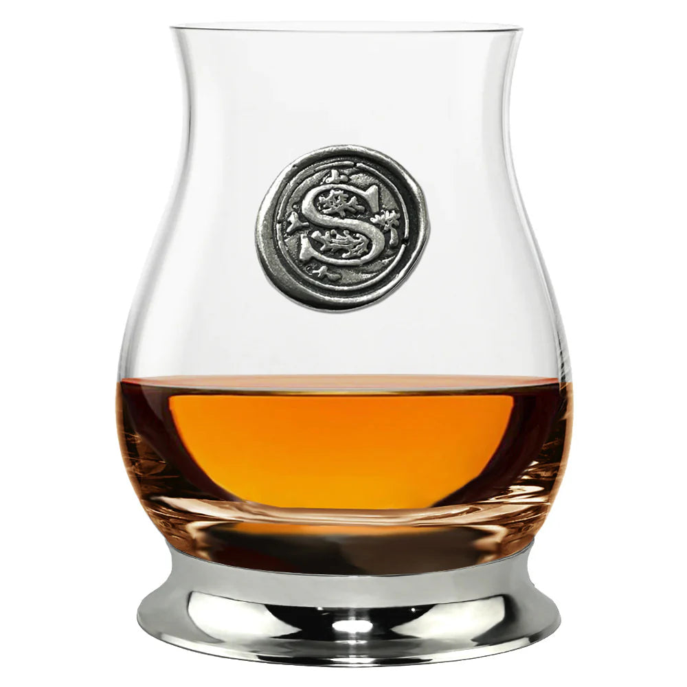 WGP101  The Glencairn Whisky Mixer Glass with Pewter Monogram Initial 350ml