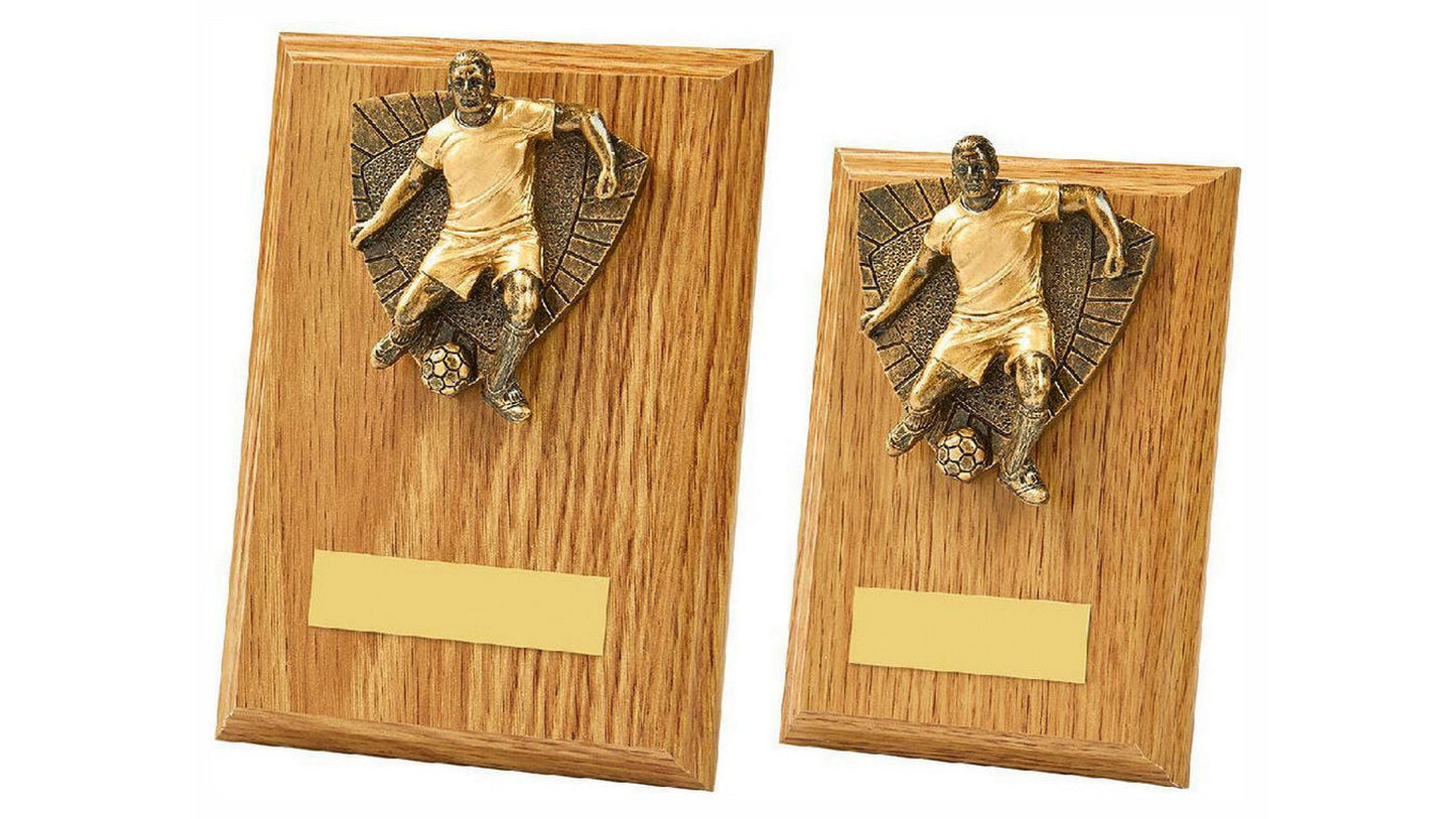 Male Footballer Wood Plaque Award