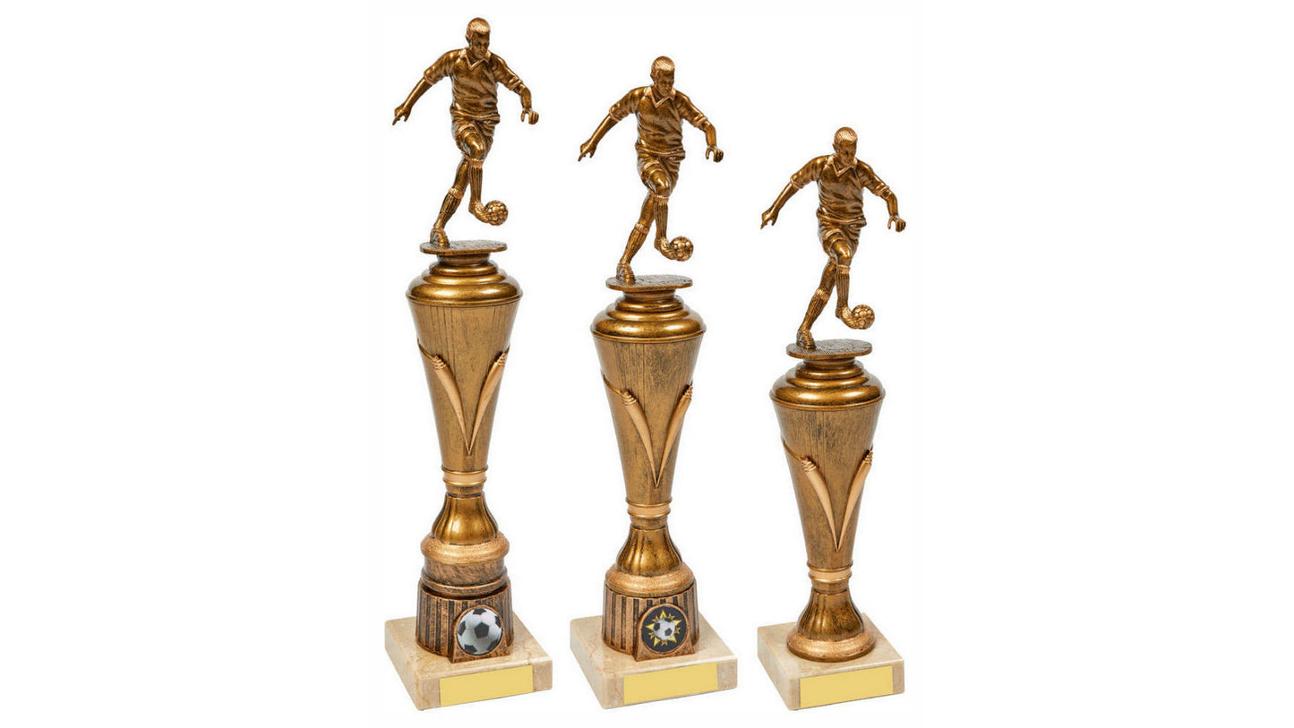 Antique Gold Male Football Pillar Trophy