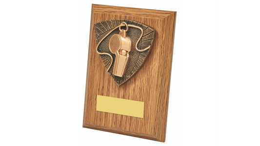 Referee's Whistle Wood Plaque Award
